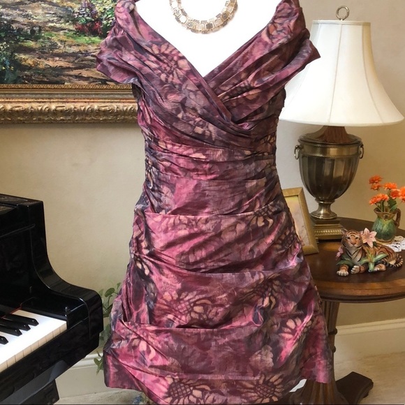 Rickie Freeman Teri Jon Iridescent Floral Women's Formal Dress Size 8 Like New - Picture 9 of 16
